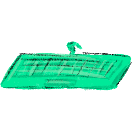 simplistic wired keyboard in shades of green